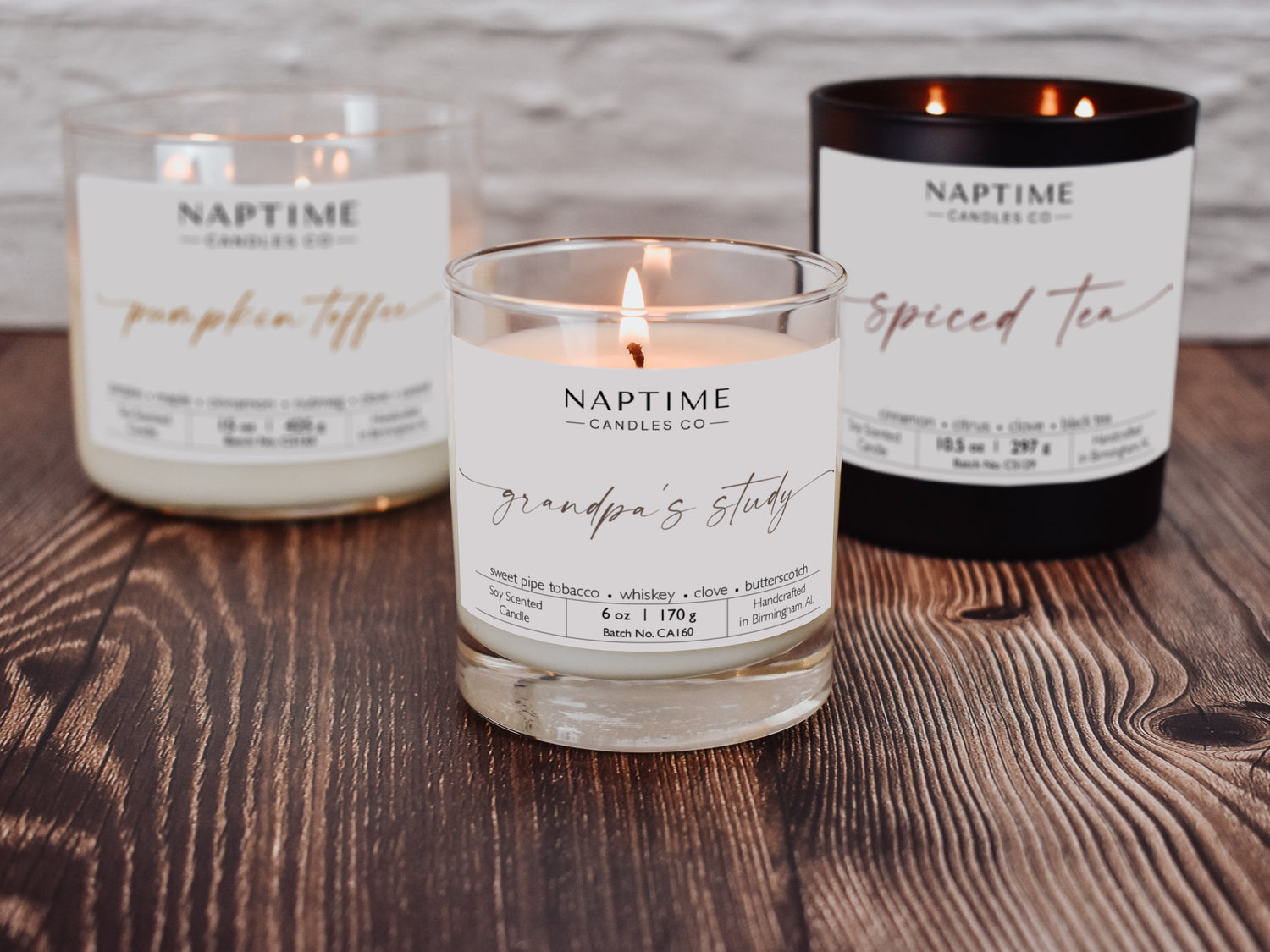 Naptime Candles in all 3 sizes offered.